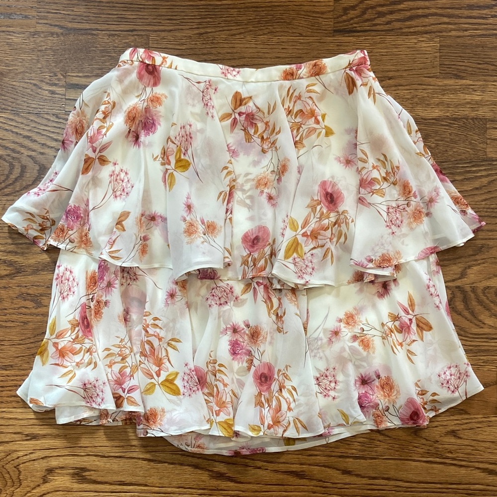 NEW Monique Lhuillier Floral Layered Skirt‎ Size 4 Summer Wedding